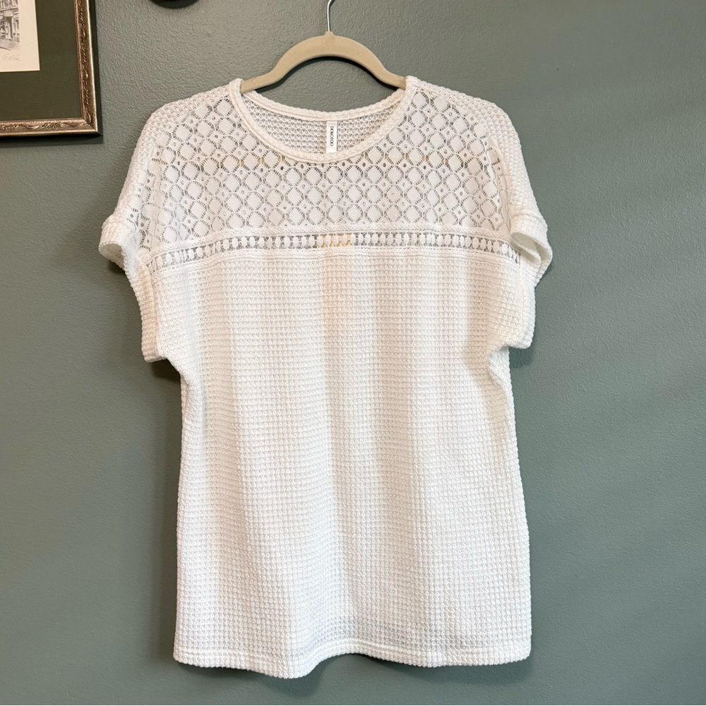 White Waffle Knit Tee